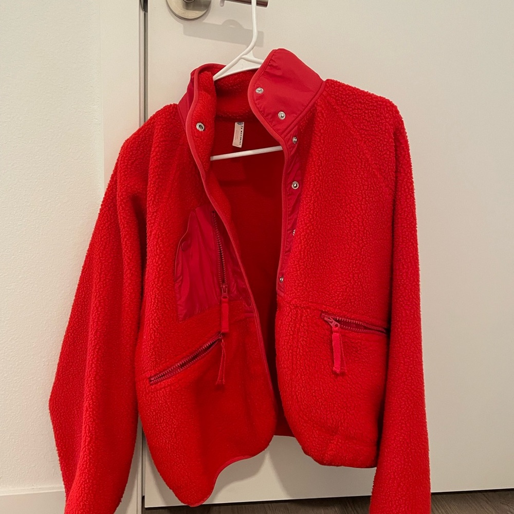 Free People Hit The Slopes Fleece Jacket - RED